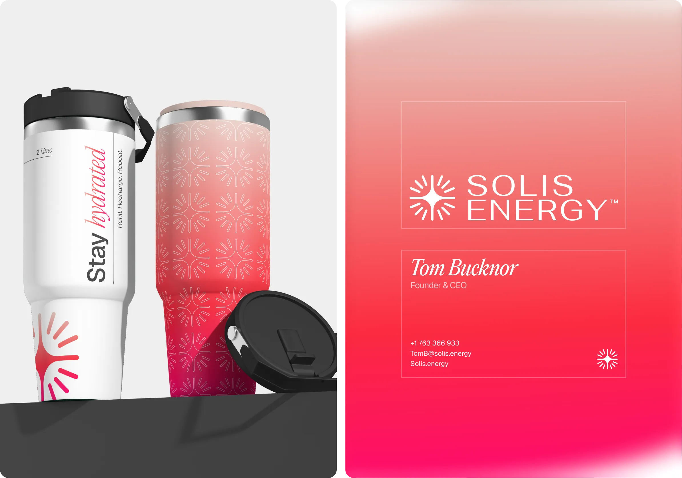 Solis Energy Tumbler & Business Card Mockup